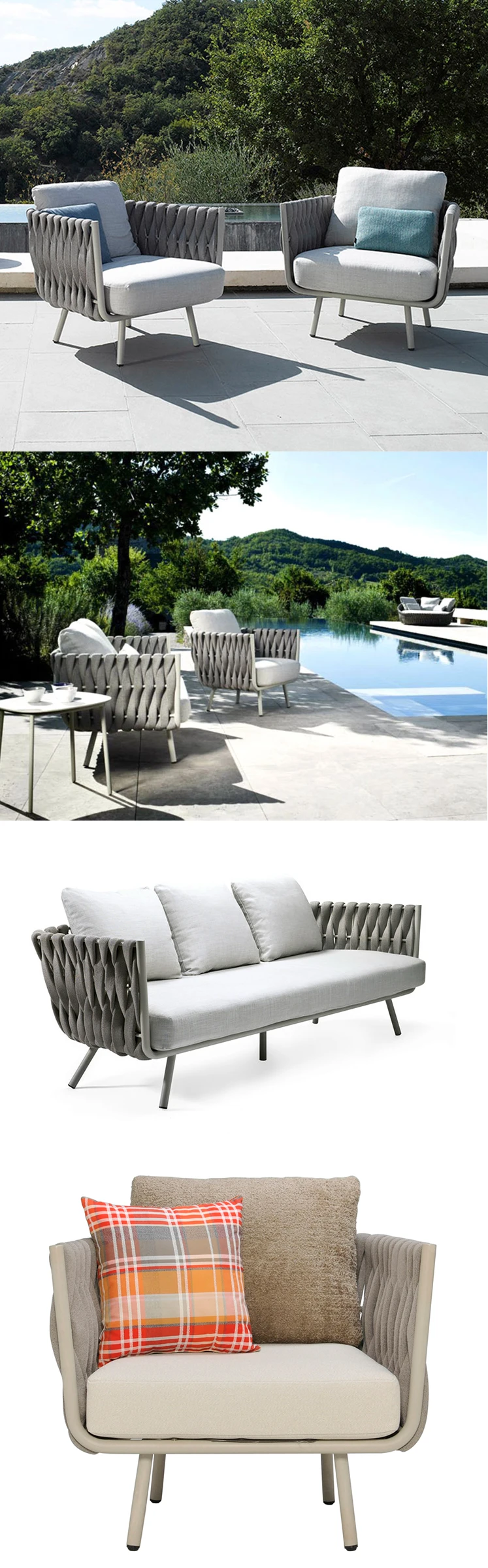 rope patio set on Outdoor Woven Furniture For Hotel Metal Rope Garden Sofa Chair Garden Sofas Aliexpress