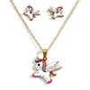 wholesale jewelry Cartoon Unicorn 14K gold plating Jewelry Set