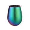 Stemless Wine Cocktail Glasses 17oz steel rainbow wine cup ,2018 new multi colored beer cup