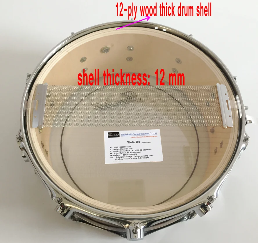 12 Ply Maple Reinforced Layer Snare Drum,Chinese Wooden Shell Snare