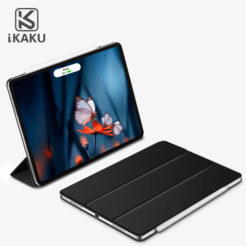 

KAKU OEM auto sleep wake competitive pure color stand lightweight pu leather flat tablet Case for apple iPad Pro 12.9 2018