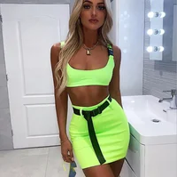 

Summer new type Two piece short and vest set women clothing shows the navel