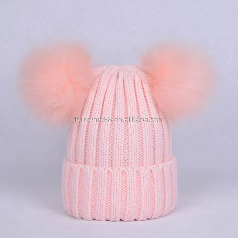 womens pink bobble hat