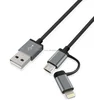 New Design Two in One Charger Cable for Iphone and for Android Aluminium Alloy USB Data Cable