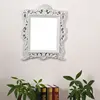 Antique injected home deco flower shape plastic decorative hanging silver brushed wall mirror