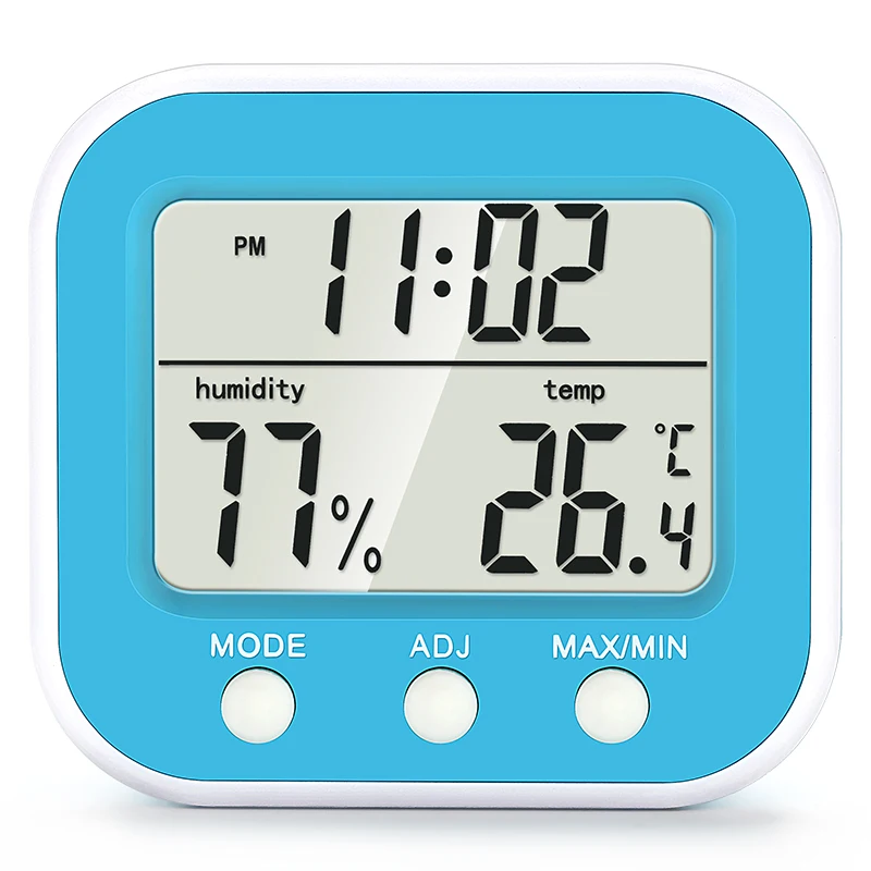 

Office hotel Easy to read LCD Temperature meter hygrometer Clock indoor Household digital thermometer