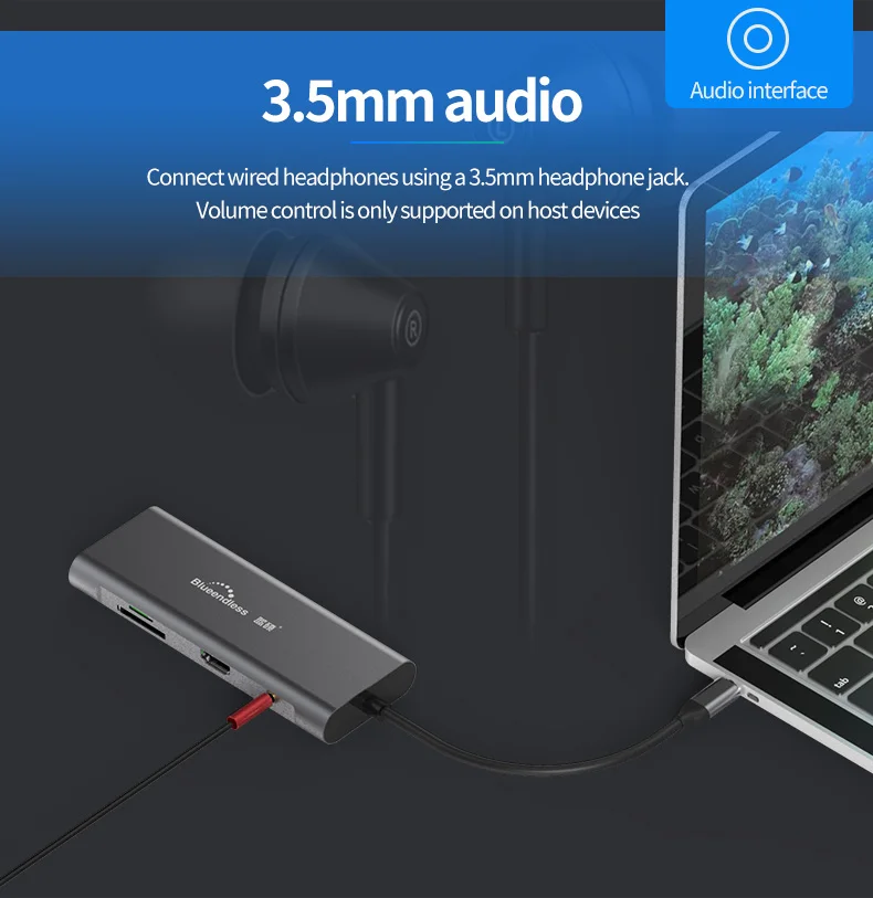 Blueendless BS HC901 Special Design 9 in 1 Mutil Function usb 3.0 hub Type-C Data USB HUB wholesale OEM Accepted - ANKUX.COM