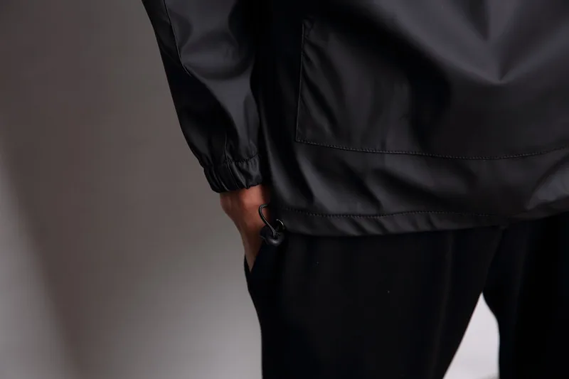 Sudadera de PU a la cadera para hombre, chaqueta