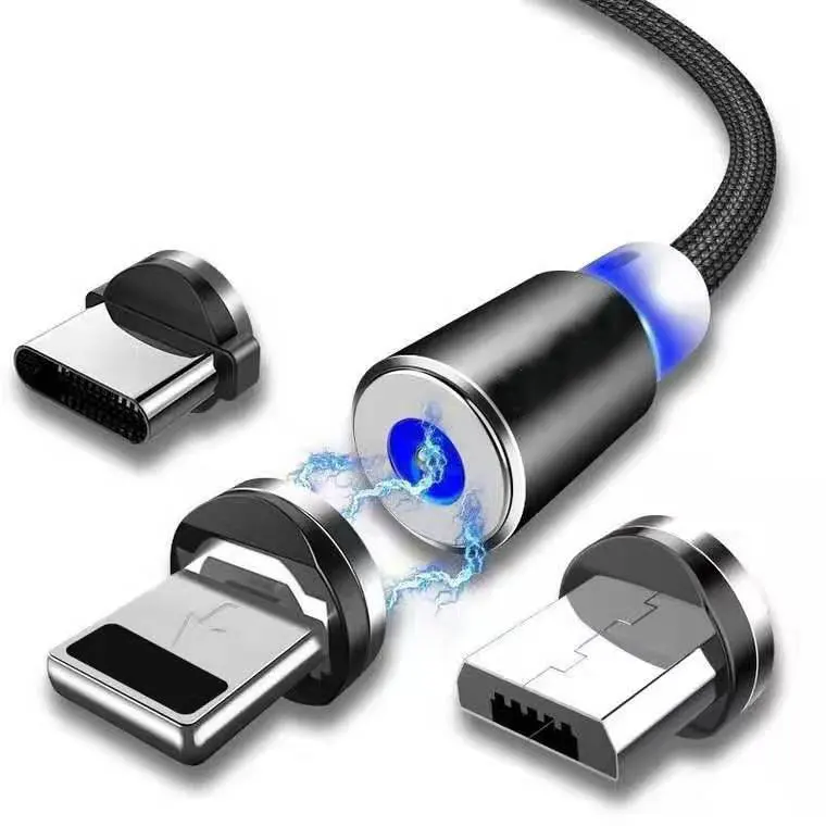 Mobile Phone Charging Cable For Apple Data Cable Android Type-C Strong Magnet Tip Fast Charging Charger Line 3 In 1 Magnetic