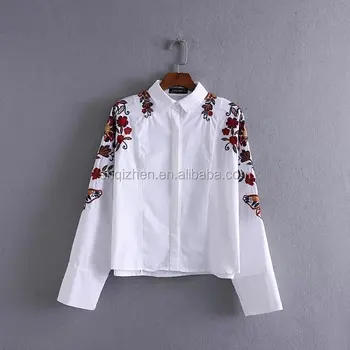 camisa bordada mujer