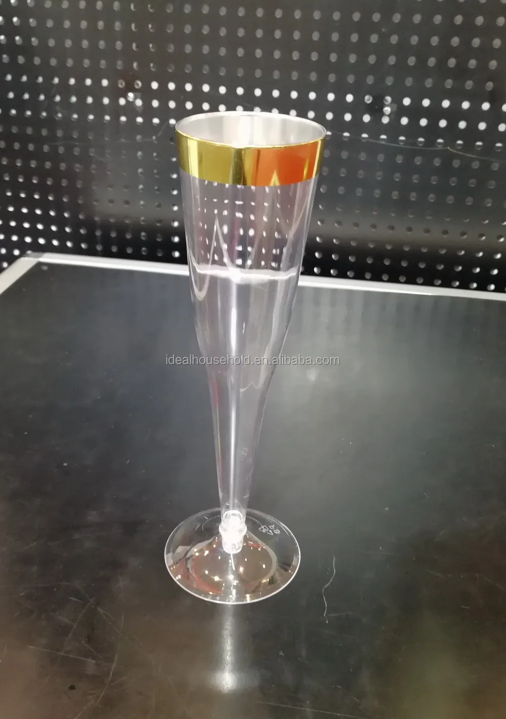 6 Oz Disposable Wine Glasses/ Gold Rimmed Plastic Goblet Cups For