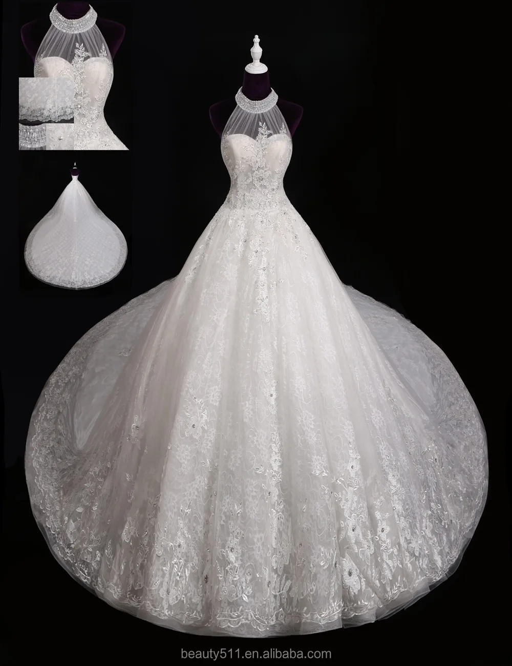 halter top ball gown wedding dress