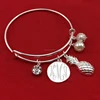 Personalized Disc Pineapple Charms Wire Braclet