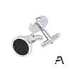 Stainless Steel Black Check Crystal Round Cufflinks