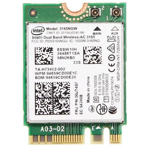 Original Intel Wireless Ac 3165 3165 Ac 3165ngw Ngff Dual Band Bt4.0 2 ...