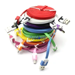 2017 11 Colors 1m/ 3ft Noodle Data Sync Flat Micro USB Charging Cable for iphone