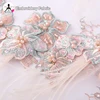 new design textile custom flower embroidery tulle bridal fabric with pearls