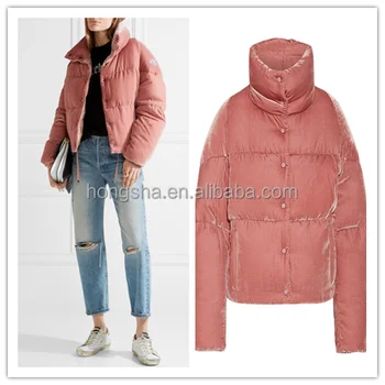 womens velvet puffer coat