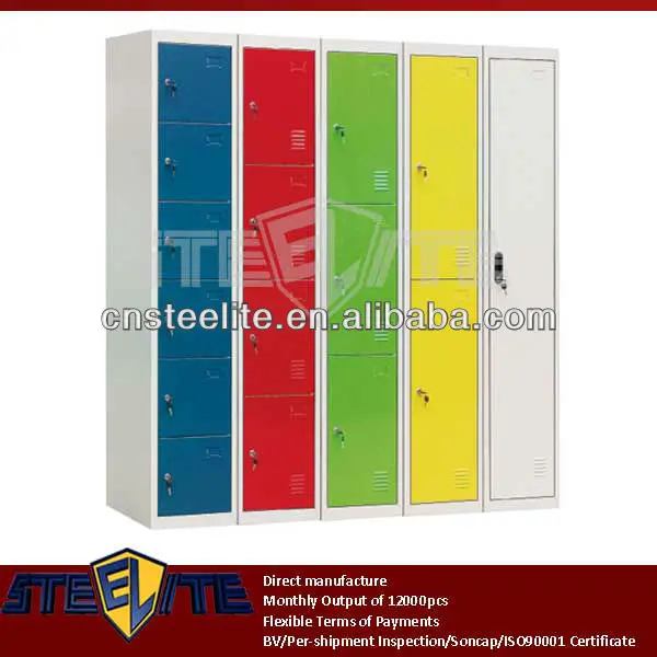 Thin 4 Door Bicolor Steel Closet With Single Point Latch Black