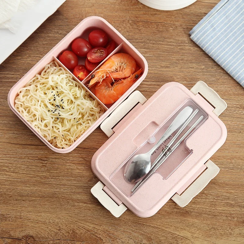 

ECO Wheat straw lunch box Bento Microwave Bento LunchBox Picnic Food Container Lunch Box Food Storage Container for Student, Pink ,green ,blue