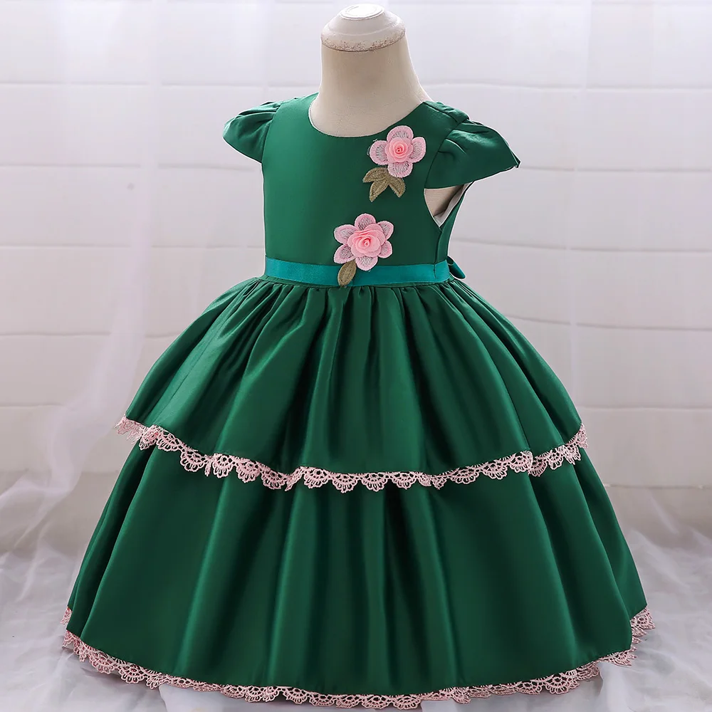 

Free Shipping Online Design Newborn Baby Flower Green Navy Blue Kids Party Wear Dress L1872XZ, Dark green;navy blue;dark blue;wine red