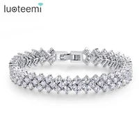 

LUOTEEMI Fashion Luxury Zircon Jewelry Bangles And Bracelets Costume Jewelry AAA Cubic Zirconia Diamond Wedding Bridal Bracelet