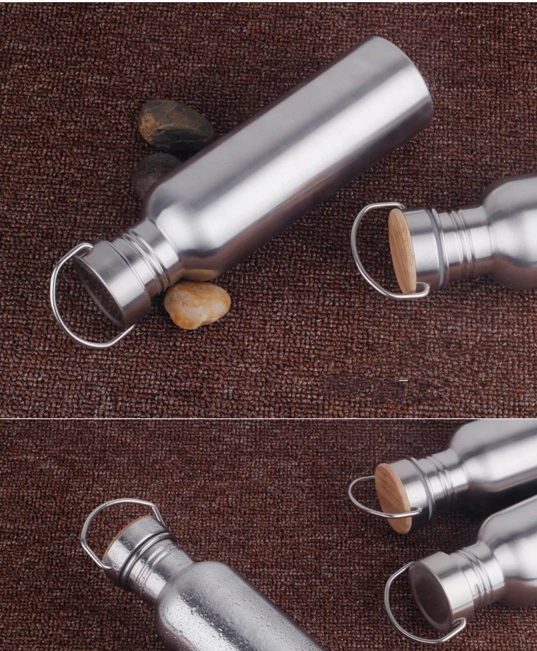 Custom Vacuum Bottle Thermos With Bamboo Cap, Free Sample Double Wall Stainless Steel Water Bottle