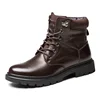 high quality wax shoelaces warm fur insole winter snow - resistant soles brown elevator boots for men