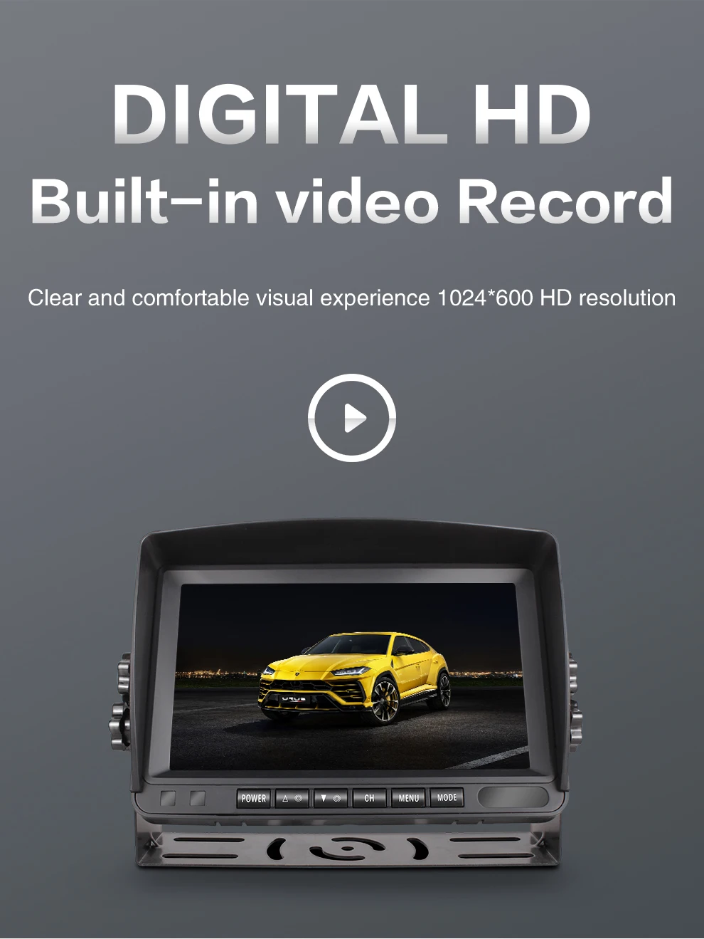 New 500cd Brightness Sun Visor Recorder DVR Screen IPS Monitor Reverse Car camera with Monitor