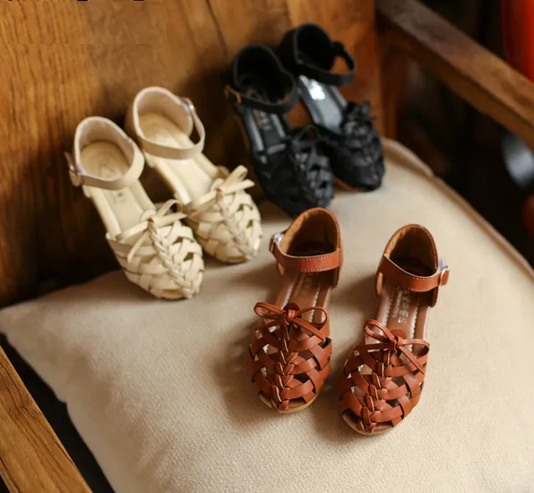 

2019 new woven design new children sandal children girls shoes