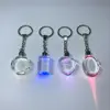 New Amazing promotional customized shape LOGO Crystal glowing colorful LED keychain