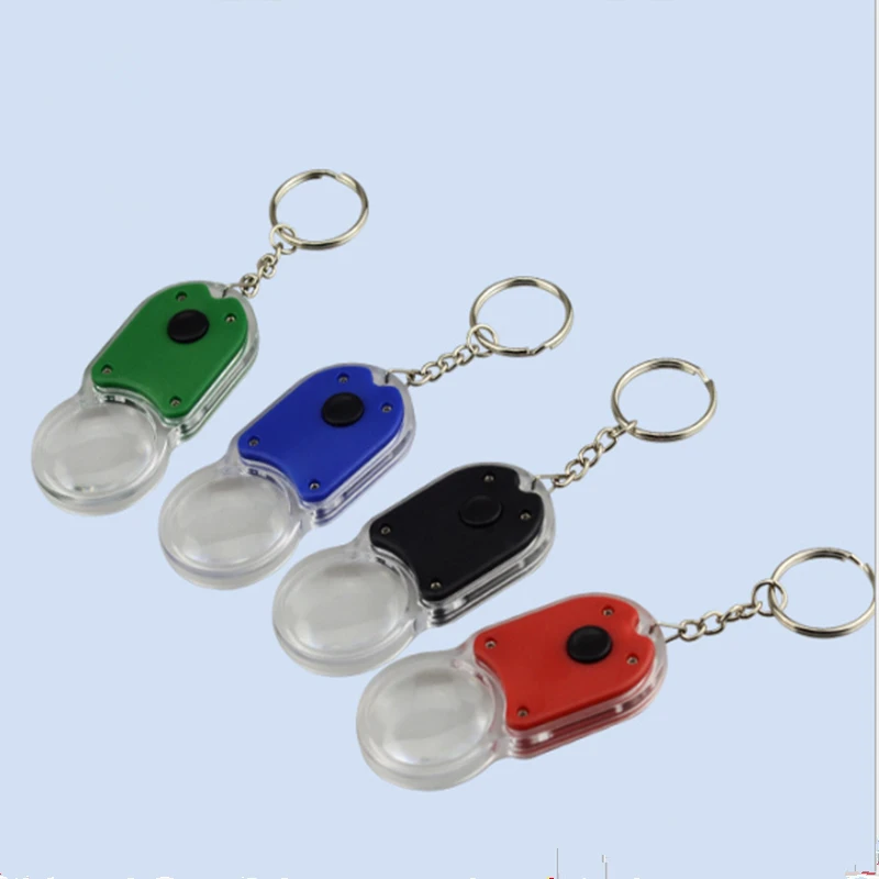 Promotional Folding Illuminated Mini Magnifier Keychain,Led Flashlight