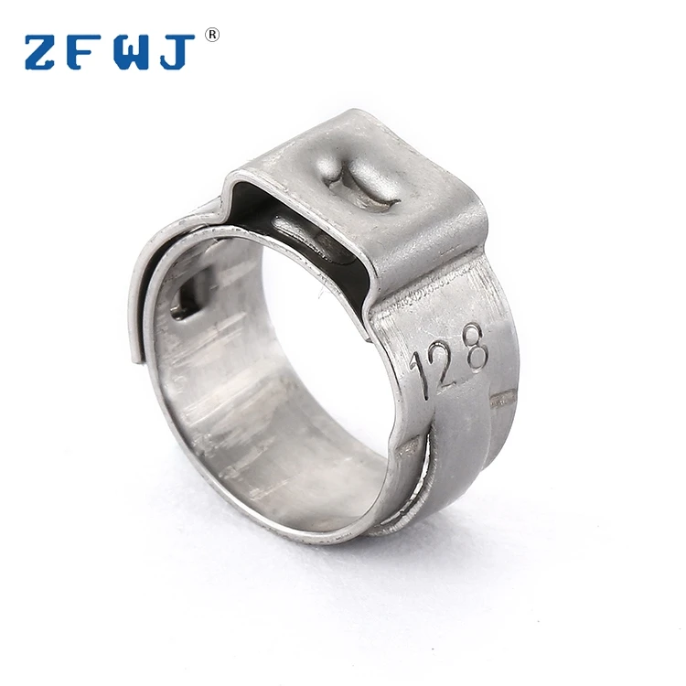
11.9 12.8mm Factory wholesale zinc plated band 304 stainless steel single ear hose clamp 