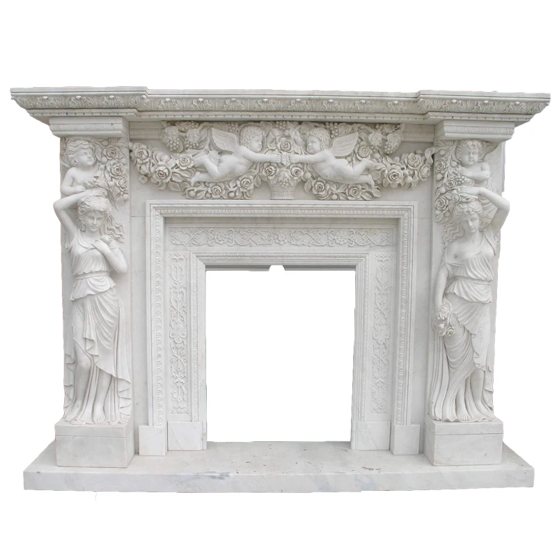 
Natural Marble Fireplace Mantel Indoor Stone Fireplaces 