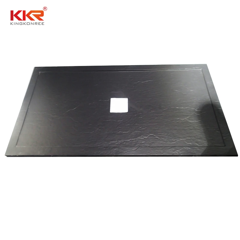 Custom Black Color Composite Stone Shower Tray,Solid Surface Shower Pan