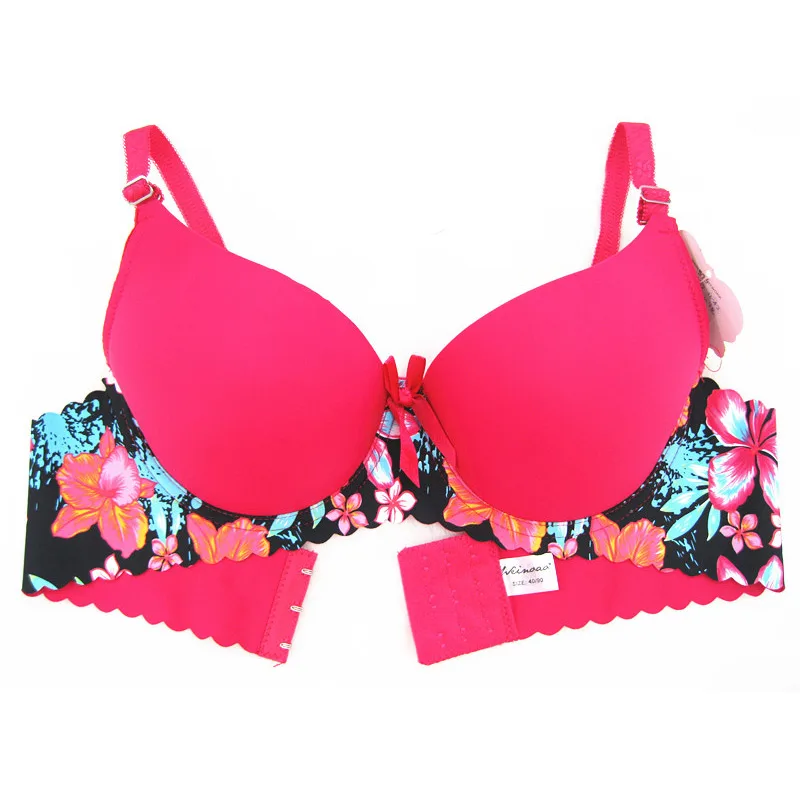 

A Wholesale Women Used Red Bra Luxury Black Red Flower Bras 575#