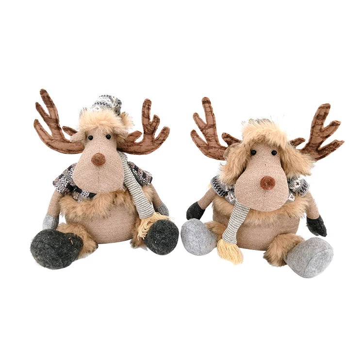 
Soft Leg Christmas Reindeer Statue Girl Plush Fur Reindeer Table Decoration for Shelf Decor Home Holiday 