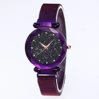 

2019 most popular products custom stainless steel mesh band starry magnet women watch women