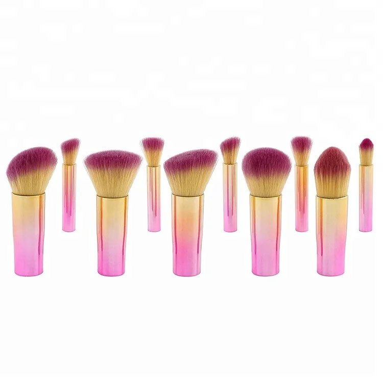 New Arrivals Top Quality Bristles Detachable Gradient Plastic Makeup Brush Set