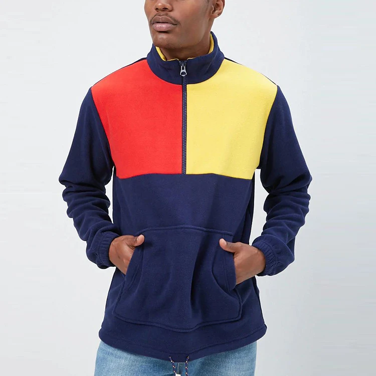 color block fleece pullover