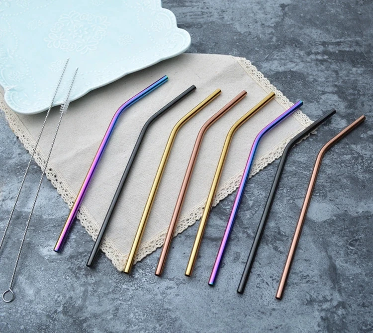 

Hot Sale Brilliant Shiny Head Matte Stainless Steel 304 Silver Metal Drinking Straw