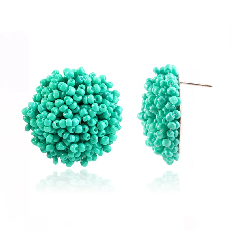 

Bohemian Ball Shaped Colorful Seed Beaded Stud Earrings, As pictures show