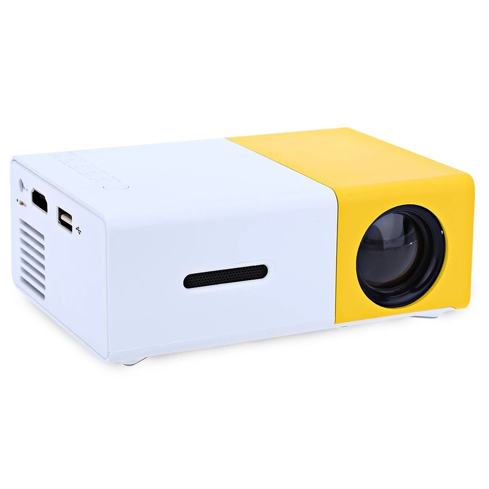 

2020 Shenzhen original factory LED mini projector YG300 Portable Home theater projector, Black/yellow