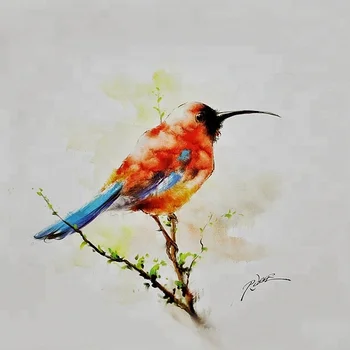 Tangan Modern Dinding Dicat Seni Colorful Hewan Burung Lukisan Cat