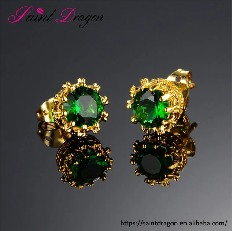 

valentine's day gift jewelry Europe style exquisite 18k gold plated green zircon wholesale earring