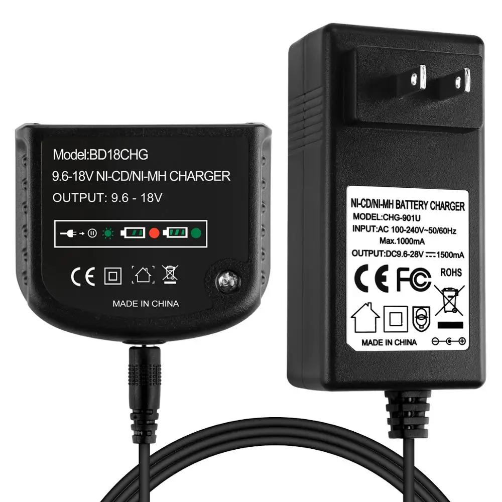 

9.6V to 18V 1.5A NI-MH/NI-CD Power tool battery charger for Black and Decker Battery HPB18, As picture