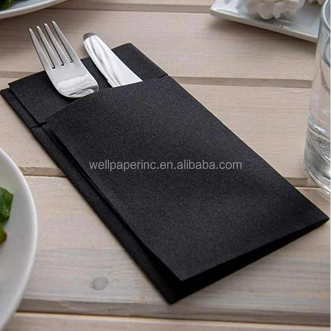 Luxury Disposable Cutlery Pocket Sleeve Napkins & Airlaid Paper Table