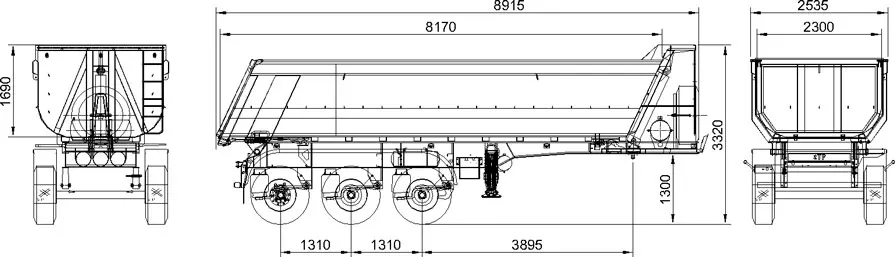 3 axle 40t tractor hydraulic end dump front tipping truck and trailer