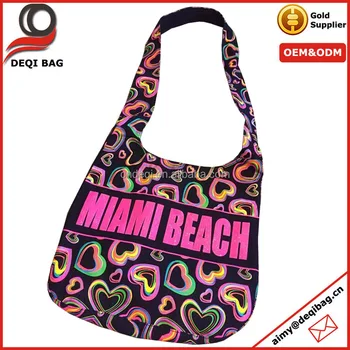 Puff Printing Miami Beach Bag Souvenir Hobo Puff Printing Miami Beach Bag Souvenir Hobo