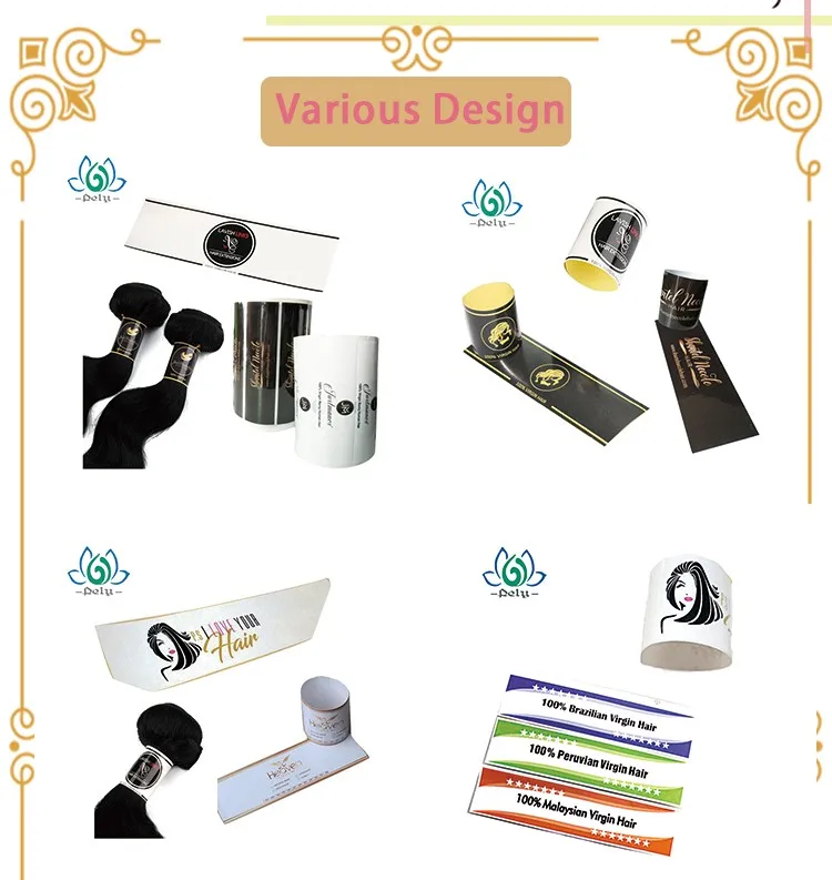 Wholesale Custom High Adhesive Hair Bundle Labels Waterproof Hair
